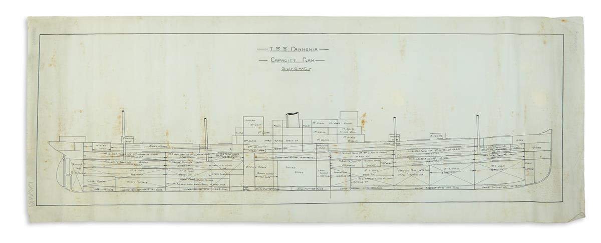 (OCEAN LINERS.) Approximately 25 hand-drawn ship-builders schematic plans.